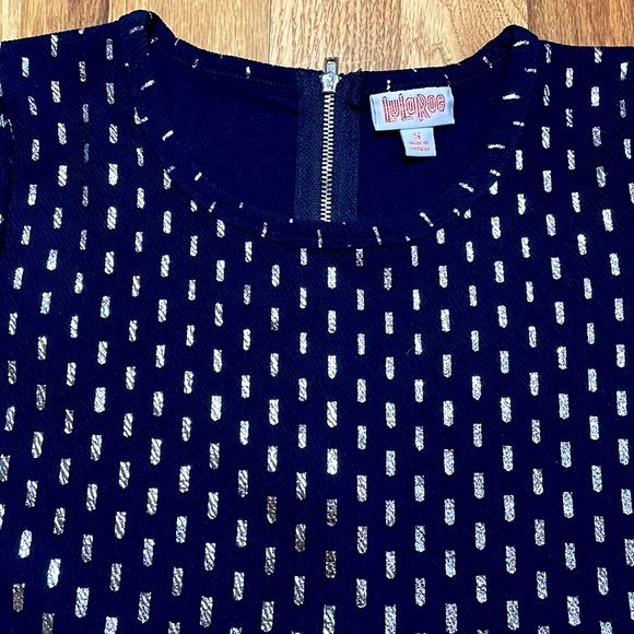 NWT Elegant LuLaRoe Amelia, Navy w/Silver Foiling, sz S - Picture 3 of 8